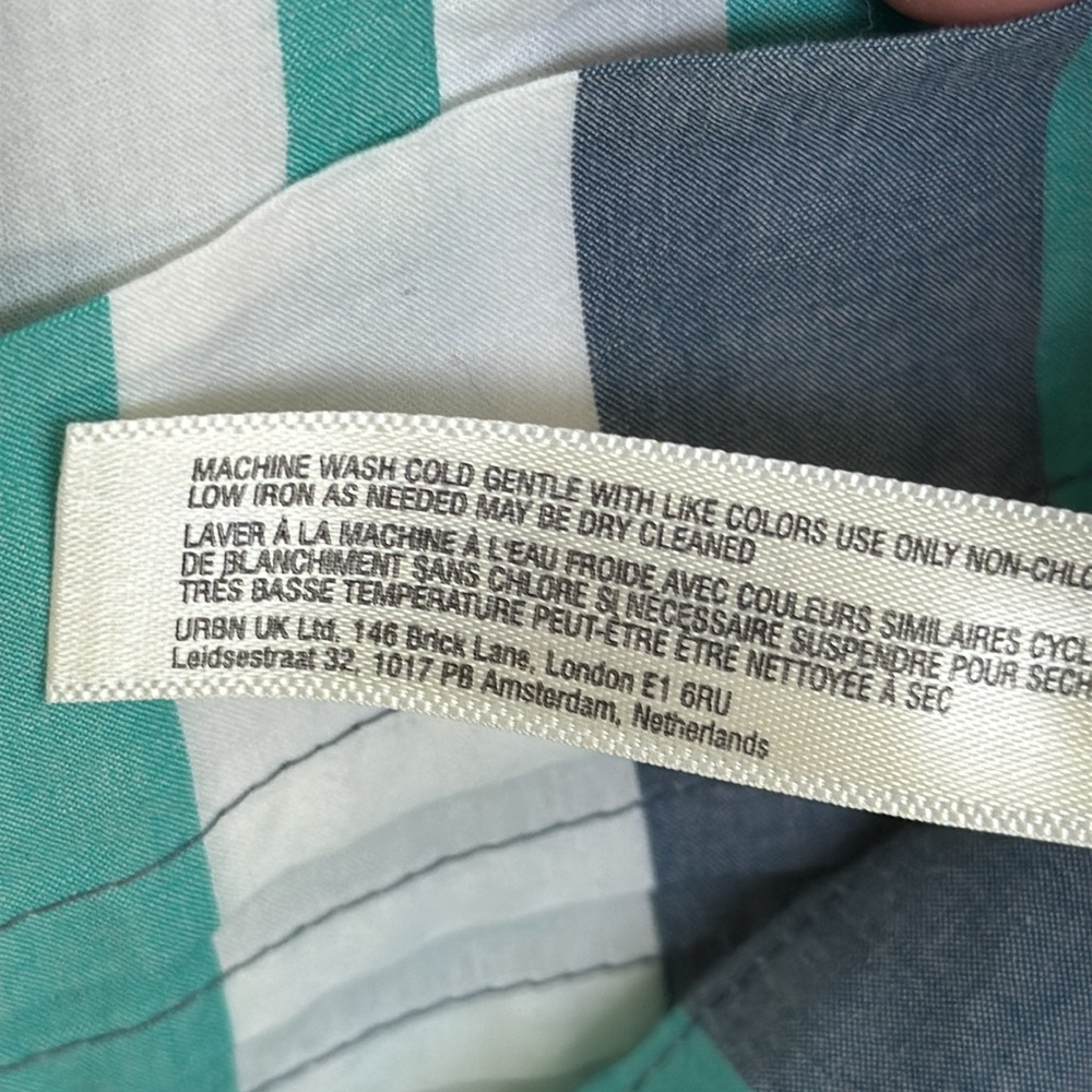 NWT By Anthropologie Aqua/Gray/White Striped Cotton Shift Dress Size Small - Picture 13 of 14